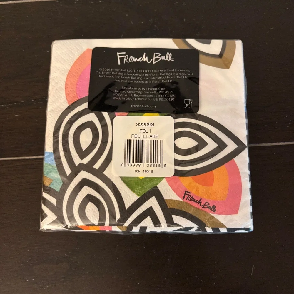 Jackie Shapiro‎ for French Bull | Foli Feuillage 20 Paper Cocktail Napkins | NEW